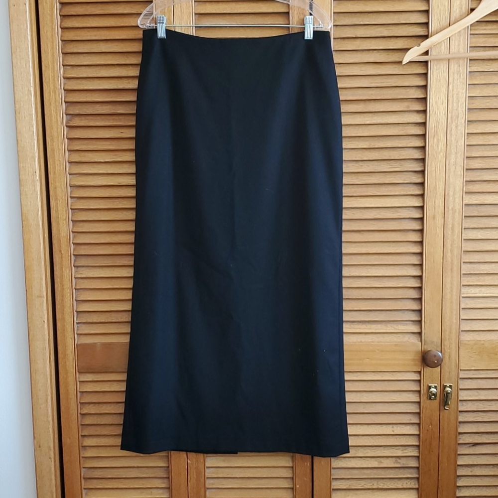 Talbots, tea length, black wool skirt, sz 8
